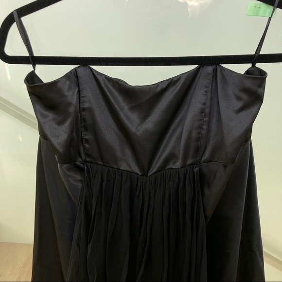 Black Silk Draped Strapless Formal Dress - Picture 1 of 14